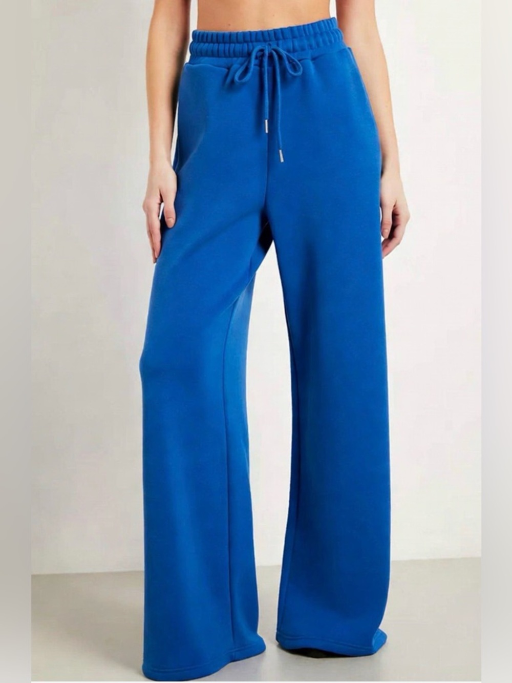 Zara Blue Wide-Leg Fleece Sweatpants – Size M